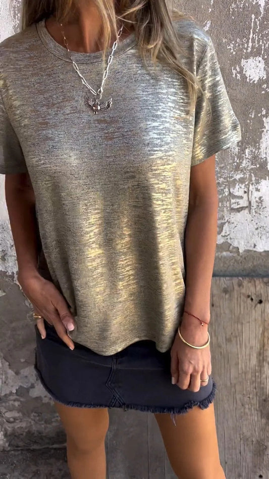 T-shirt à manches courtes avec feuille d'or