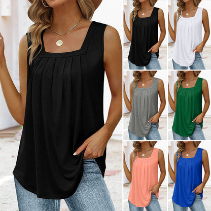 👚 60% DE RÉDUCTION! 🌸 Débardeur Sans Manches à Col Carré – Tissu Doux, Coupe Tendance & Polyvalent ✨