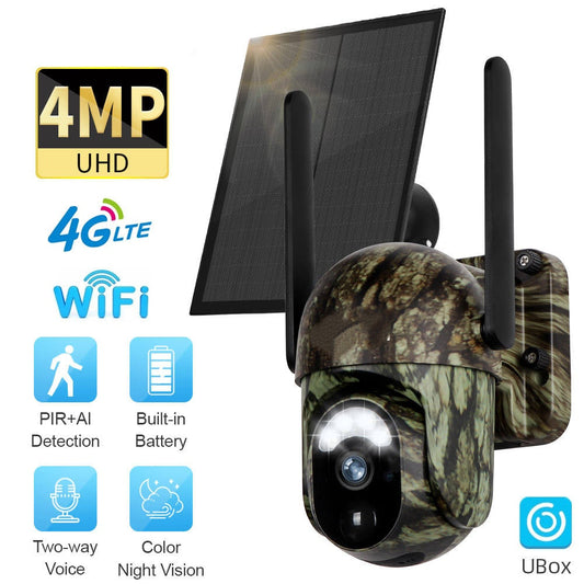 🛠50 % de réduction + livraison gratuite🔥🎥 Caméra de Surveillance Solaire 4MP Wi‑Fi/4G | Vision Nocturne Couleur, Rotation 355°, IP66
