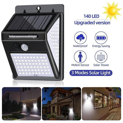 🌙 56% DE RÉDUCTION ! ✨ Applique Solaire Extérieure 140 LED – Détecteur de Mouvement, IP65, 10W Super Lumineuse 🔦