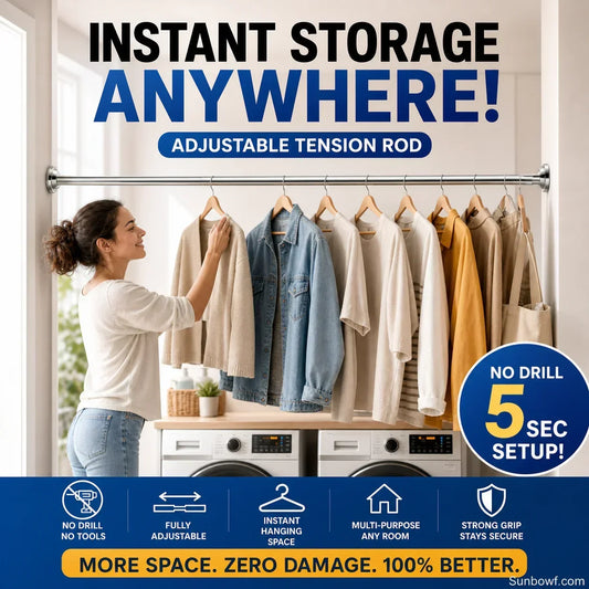 🔧 50 % DE RÉDUCTION EN CE MOMENT ! 📏 Tringle réglable sans perçage – Montage sans outils, fixation solide et polyvalente – Crée instantanément un espace de rangement partout et à tout moment 🏠