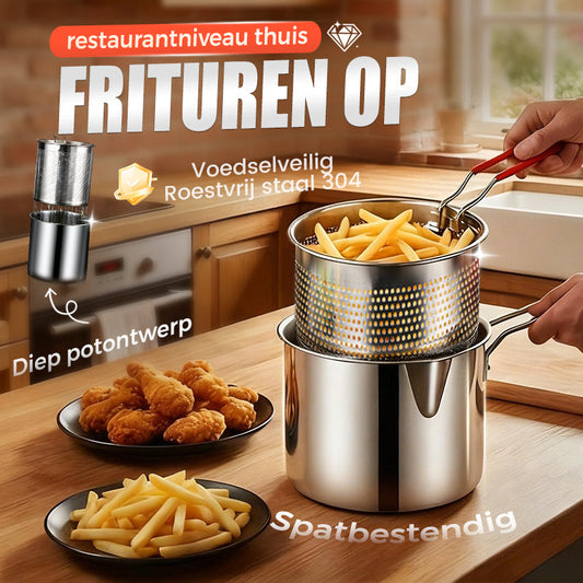 🔥 -50% ! 🍳 Friteuse Multifonction en Acier Inoxydable 304 – Certifié Alimentaire – Design Anti-Éclaboussures & Panier Filtrant pour Frites et Poulet 🥟