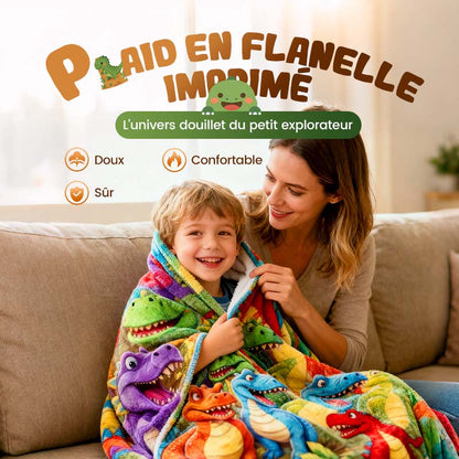 🎁Dernier jour, 49 % de réduction🔥 Jolie flanelle imprimée numérique HD avec des dinosaures souriants🦖
