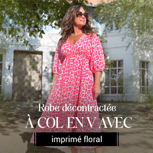 👗✨Robe Imprimée à Col en V pour Femme