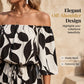 👗☀️ NOUVEAUTÉ -50% ! Combinaison Courte à Épaules Dénudées pour Femme – Imprimé Feuilles, Cordon de Serrage (Noir/Noir-Beige/Blanc, S-2XL)