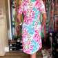 Robe à Manches Courtes avec Imprimé Floral