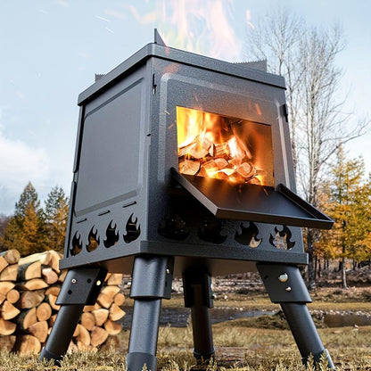 🔥 PROMO FLASH : 50% DE RÉDUCTION ! 🏕️ Poêle à Bois Portable Type Fusée – Fonte – 16 Orifices de Ventilation & Pliable for Camping & Plein Air 🌲