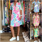Robe à Manches Courtes avec Imprimé Floral