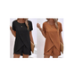 ✨Ensemble deux pièces pour femme composé d'un haut asymétrique et d'un short, couleur unie