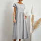 💝Robe ample sans manches en coton, de couleur unie, avec poche
