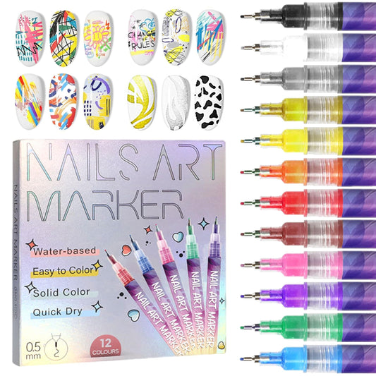 🎨49% DE RÉDUCTION!⏳Coffret de 12 Stylos pour Nail Art✨