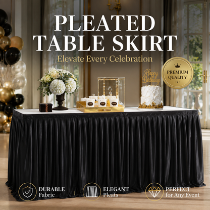 🍽️✨ PROMO FLASH : 50% DE RÉDUCTION ! Jupe de Table Plissée Élégante – Polyester Durable, Résiste aux Rides & Taches, Installation Rapide Sans Effort for Sublimer Toutes Vos Tables d'Événement ✨