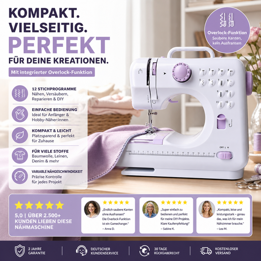 🧵 50% DE RÉDUCTION ! 🛍️ Mini Machine à Coudre – 12 Points – Robuste & Compacte for Maison