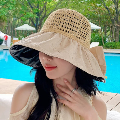 Chapeau de Soleil avec Nœud Papillon