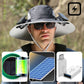 🔥Livraison gratuite – Chapeau de pêche en plein air avec ventilateur solaire à large bord – Chargement solaire et USB.