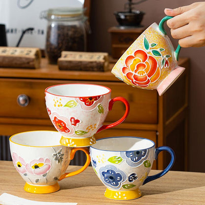 Tasse en Céramique sous-émaillée Embossée et Peinte à La Main