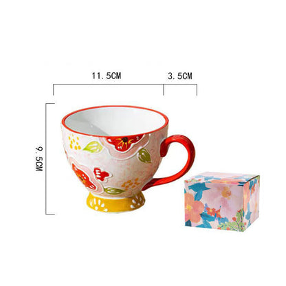 Tasse en Céramique sous-émaillée Embossée et Peinte à La Main