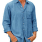 🔥Mens Denim Long Sleeve Button Down Shirt