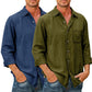 🔥Mens Denim Long Sleeve Button Down Shirt