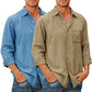 🔥Mens Denim Long Sleeve Button Down Shirt