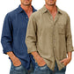 🔥Mens Denim Long Sleeve Button Down Shirt