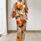 Aquarement élégant à imprimé floral costume de 2 pièces lâches pour les femmes de taille plus
