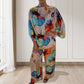 Aquarement élégant à imprimé floral costume de 2 pièces lâches pour les femmes de taille plus