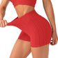 Short de Yoga à Taille Haute en Jacquard à Bulles