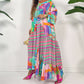 Robe Longue Imprimée à Fleurs avec Col en V