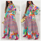 Robe Longue Imprimée à Fleurs avec Col en V