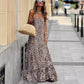 Robe Longue Sexy Dos Nu à Imprimé Léopard pour Femmes