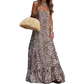 Robe Longue Sexy Dos Nu à Imprimé Léopard pour Femmes