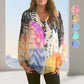 Chemise à Manches Longues avec Col en V et Imprimé Tie-Dye