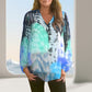 Chemise à Manches Longues avec Col en V et Imprimé Tie-Dye