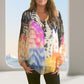 Chemise à Manches Longues avec Col en V et Imprimé Tie-Dye