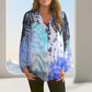 Chemise à Manches Longues avec Col en V et Imprimé Tie-Dye