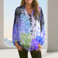 Chemise à Manches Longues avec Col en V et Imprimé Tie-Dye