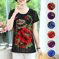 T-shirt Élégant en Mousseline à Manches Courtes à Imprimé Floral pour Femmes