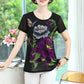 T-shirt Élégant en Mousseline à Manches Courtes à Imprimé Floral pour Femmes