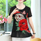 T-shirt Élégant en Mousseline à Manches Courtes à Imprimé Floral pour Femmes