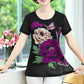 T-shirt Élégant en Mousseline à Manches Courtes à Imprimé Floral pour Femmes
