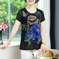 T-shirt Élégant en Mousseline à Manches Courtes à Imprimé Floral pour Femmes