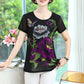 T-shirt Élégant en Mousseline à Manches Courtes à Imprimé Floral pour Femmes
