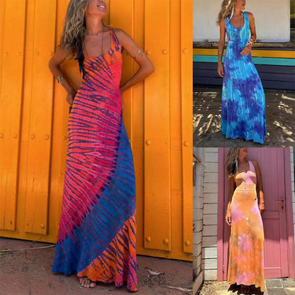 Robe Longue Sexy à Dos Nu et Croisé pour Femmes