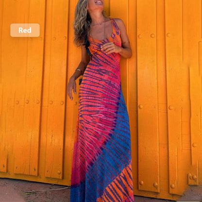 Robe Longue Sexy à Dos Nu et Croisé pour Femmes