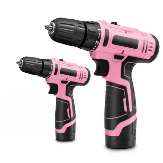 Perceuse Visseuse Sans Fil Rose avec Réglages de Couple 25+1