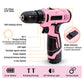 Perceuse Visseuse Sans Fil Rose avec Réglages de Couple 25+1