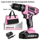 Perceuse Visseuse Sans Fil Rose avec Réglages de Couple 25+1