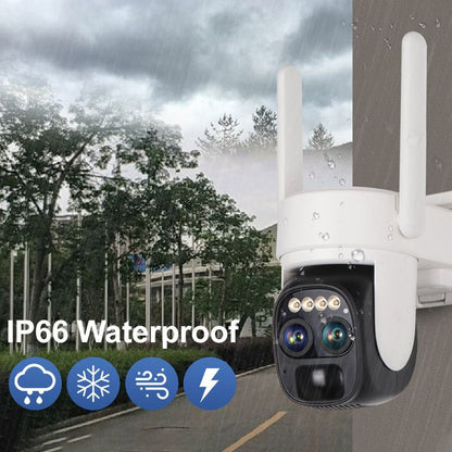 Caméra de surveillance solaire à double objectif avec zoom 10X et vision nocturne à distance