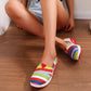 Chaussures en Toile à Rayures Élégantes et Confortables avec Bout Rond